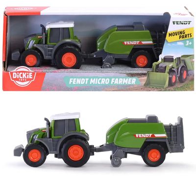 Traktor med balpress - Fendt Micro Farmer - Dickie Toys