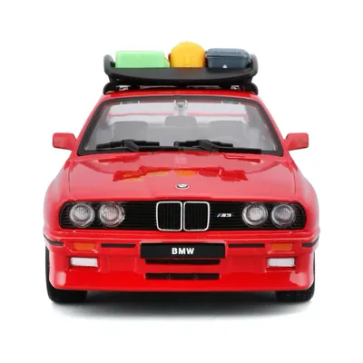 1988 BMW M3 (E30) med takkorg och bagage - Röd - Bburago - 1:24