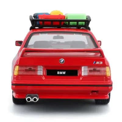 1988 BMW M3 (E30) med takkorg och bagage - Röd - Bburago - 1:24