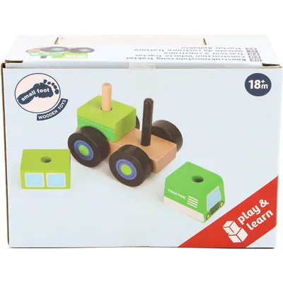 Stapelbar traktor i trä - Grön - Small Foot