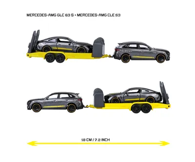 Mercedes-AMG GLC 63 S og Mercedes-AMG CLE 53 - Mercedes-AMG Deluxe Trailer - Majorette