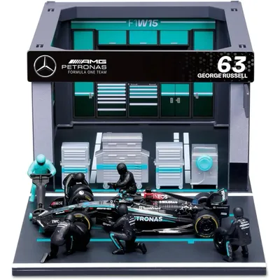 Pit Stop - Mercedes-AMG F1 W16 - #63 George Russell - Playset Diorama - Bburago - 1:43