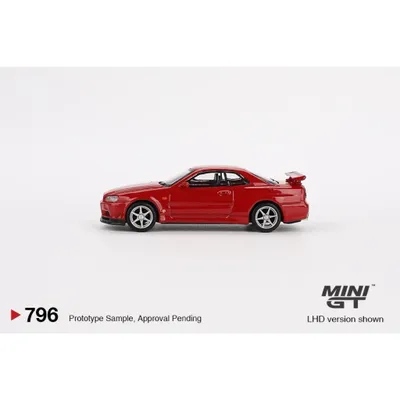 Nissan Skyline GT-R (R34) V-Spec - Röd 781 - Mini GT - 1:64