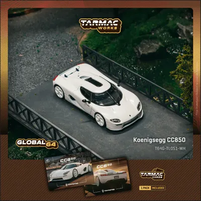 Koenigsegg CC850 - Vit - Cards Combo Set - GLOBAL64 - Tarmac - 1:64