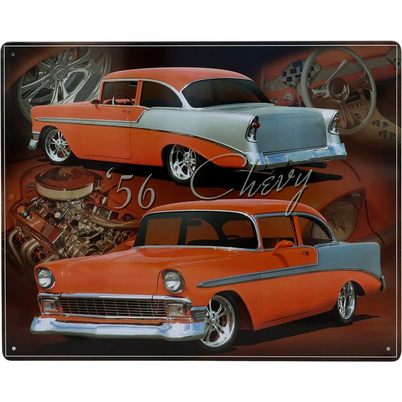 56 Chevy - Bel Air - Plåtskylt - 38x31 cm