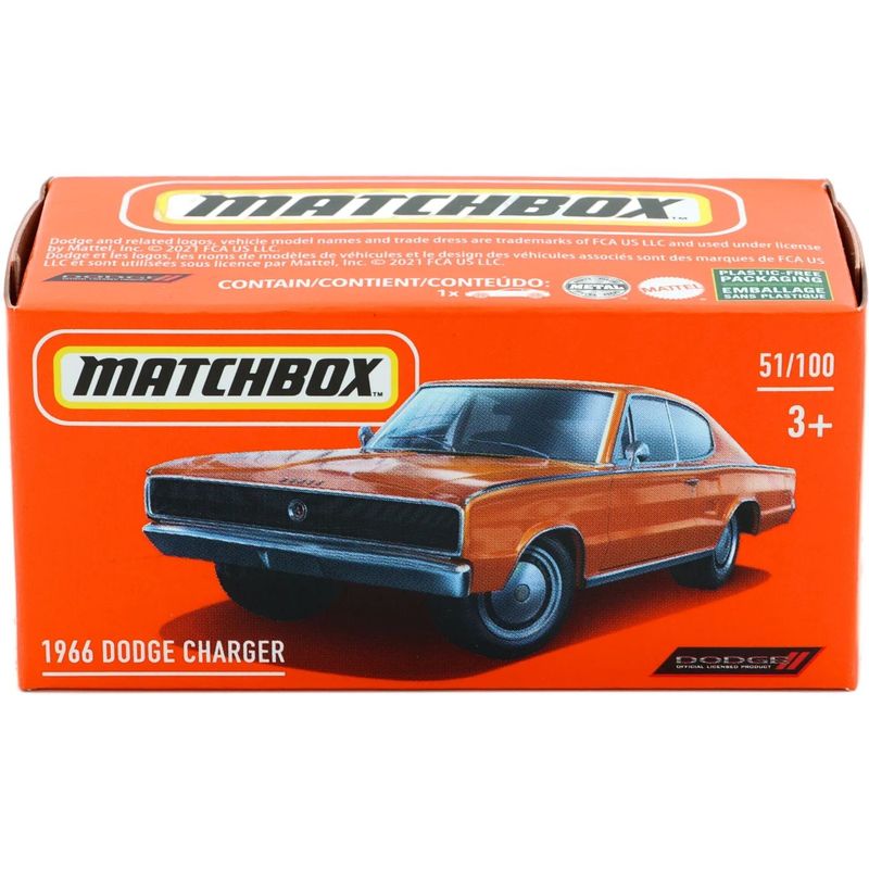 1966 Dodge Charger - Orange - Power Grab - Matchbox