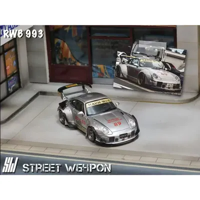 Porsche 911 (993) RWB - Silver / Grå - Street Weapon - 1:64