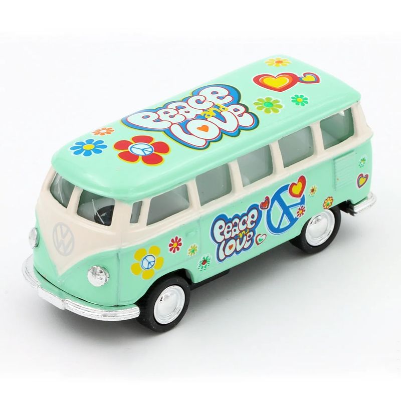 1962 VW Buss - Flower Power - Ljusgrön - Kinsmart 7 cm