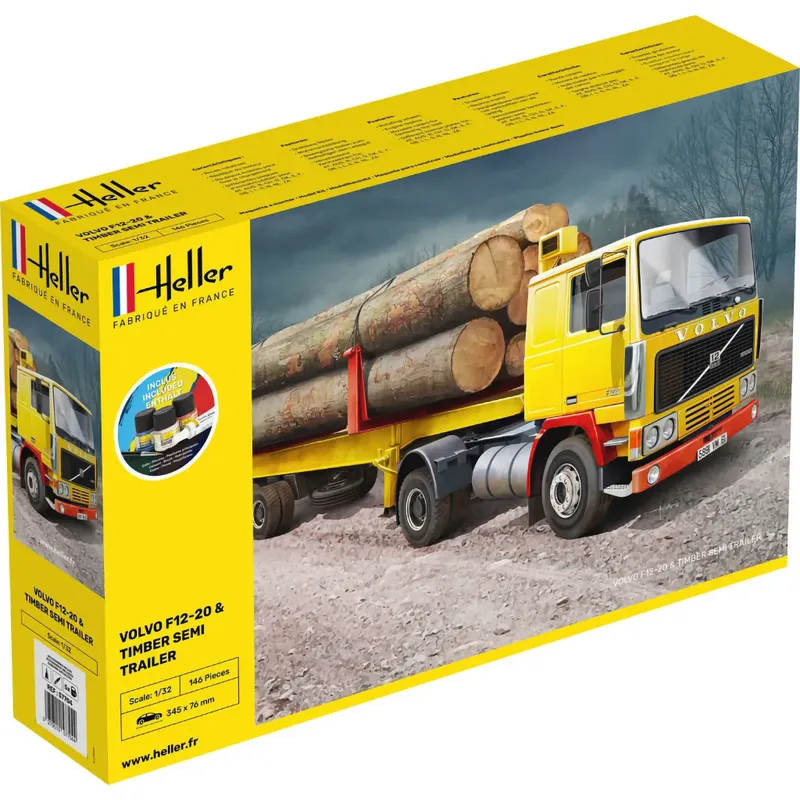 Volvo F12-20 Globetrotter med Timmertrailer - Heller - 1:32