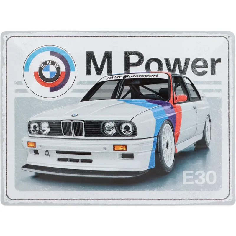 BMW - M Power E30 - Plåtskylt - 40x30 cm