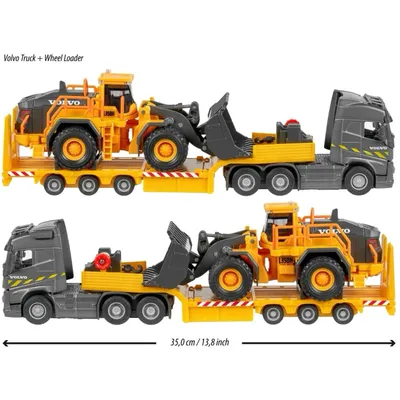 Volvo L350H + FH16 Dragbil med Trailer - Majorette - 35 cm