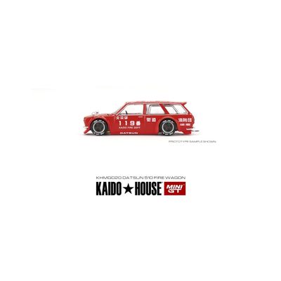 Datsun KAIDO 510 Wagon Fire V1 - Röd - Mini GT - 1:64