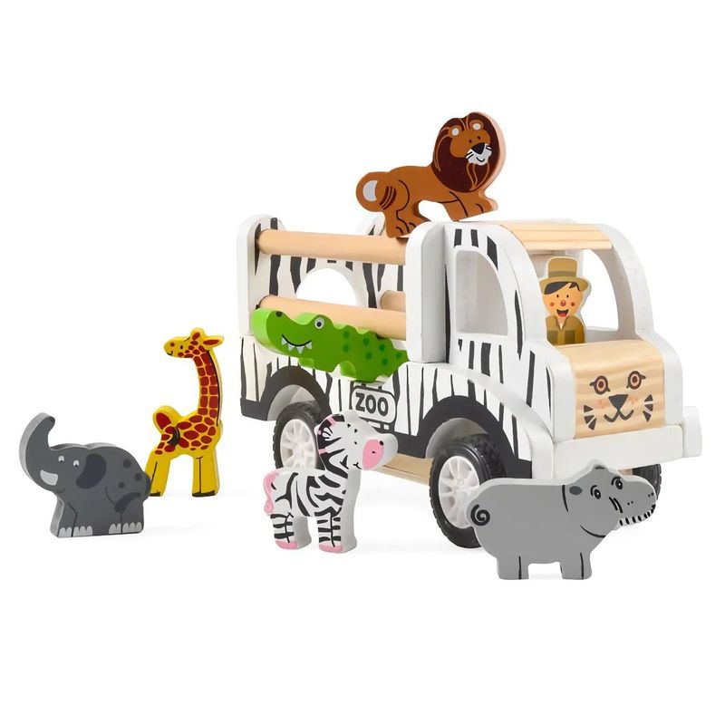 Zoo-bil med pullback och 6 djur - Magni