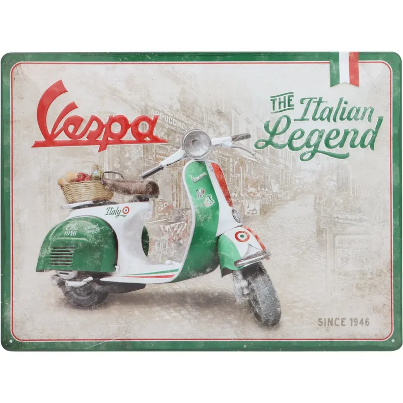 Vespa - The Italian Legend Since 1946 - Plåtskylt - 40x30 cm