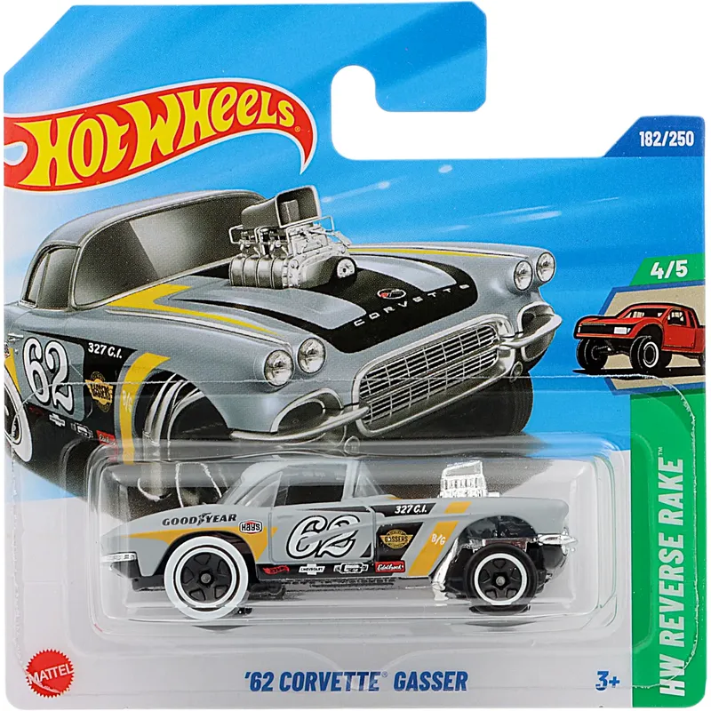 '62 Corvette Gasser - Grå - HW Reverse Rake - 182/250 - Hot Wheels