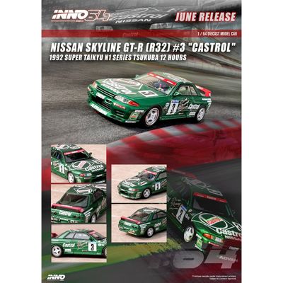 Nissan Skyline GT-R (R32) #3 Castrol - Grön - Inno64 - 1:64