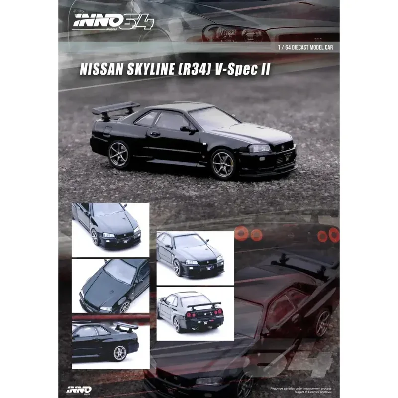 Nissan Skyline GT-R (R34) V-Spec II - Svart - Inno64 - 1:64