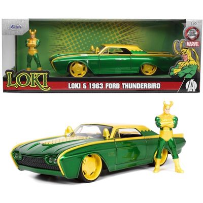 Loki & 1963 Ford Thunderbird - Grön - Marvel - Jada - 1:24