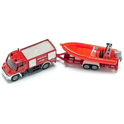 Mercedes-Benz Unimog Brandbil + Båt - 1636 - Siku - 1:87