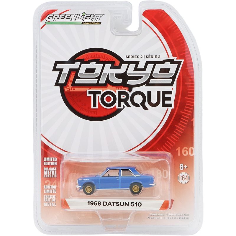 1968 Datsun 510 - Blå - Tokyo Torque - GreenLight - 1:64