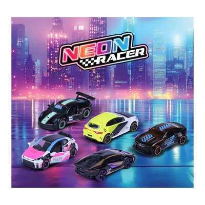 Neon Racers - 5-pak legetøjsbiler - Giftpack - Majorette