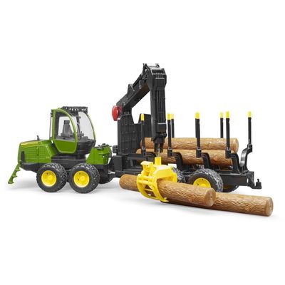John Deere 1210E Skotare + Kran och Stockar - Bruder - 60 cm