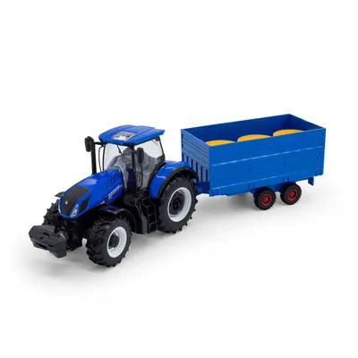 Traktor med høvogn - New Holland T7.315 - Bburago