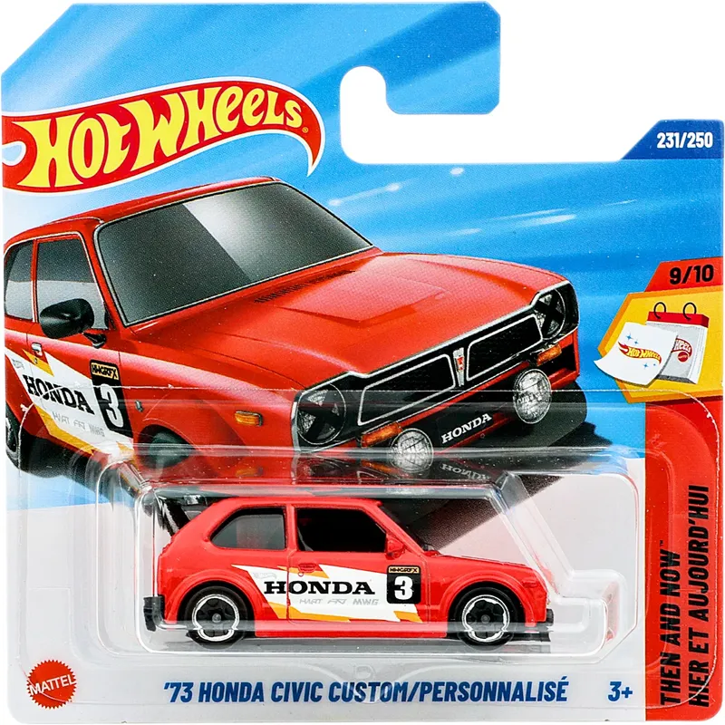 '73 Honda Civic Custom - Röd - Then and Now - Hot Wheels