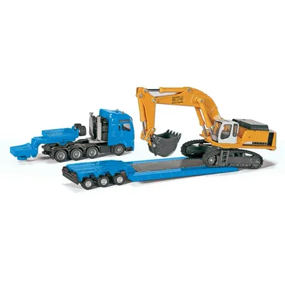 MAN Dragbil + Trailer med Liebherr Grävmaskin - 1847 - Siku