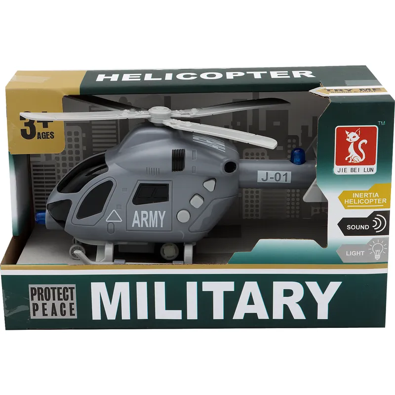 Helikopter - Army - Grå - Ljud och Ljus - Mega Creative - 19 cm
