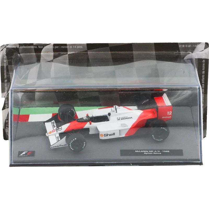 SKADAD BOX - McLaren MP 4/4 - 1988 - Ayrton Senna - Altaya - 1:43