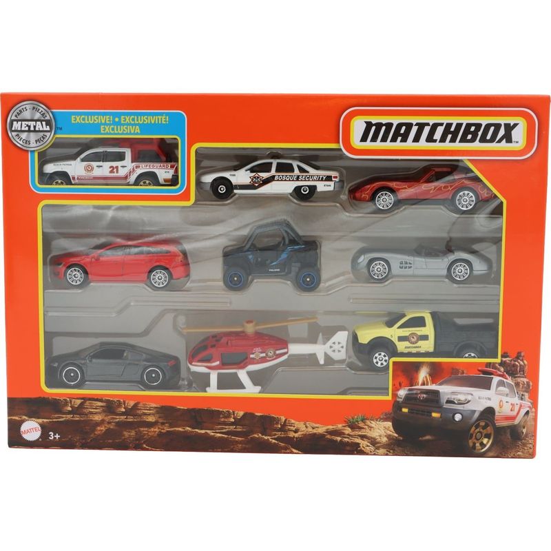 Storpack leksaksbilar med Toyota Tacoma Lifeguard - Matchbox