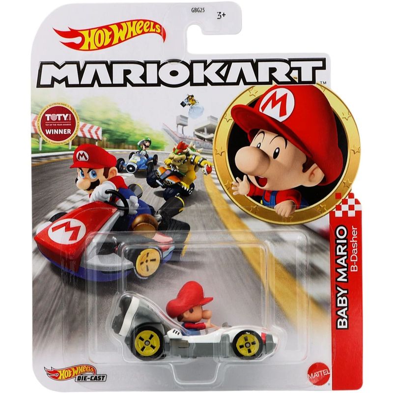 SKADAD FÖRPACKNING-Baby Mario-B-Dasher-Mario Kart-Hot Wheels