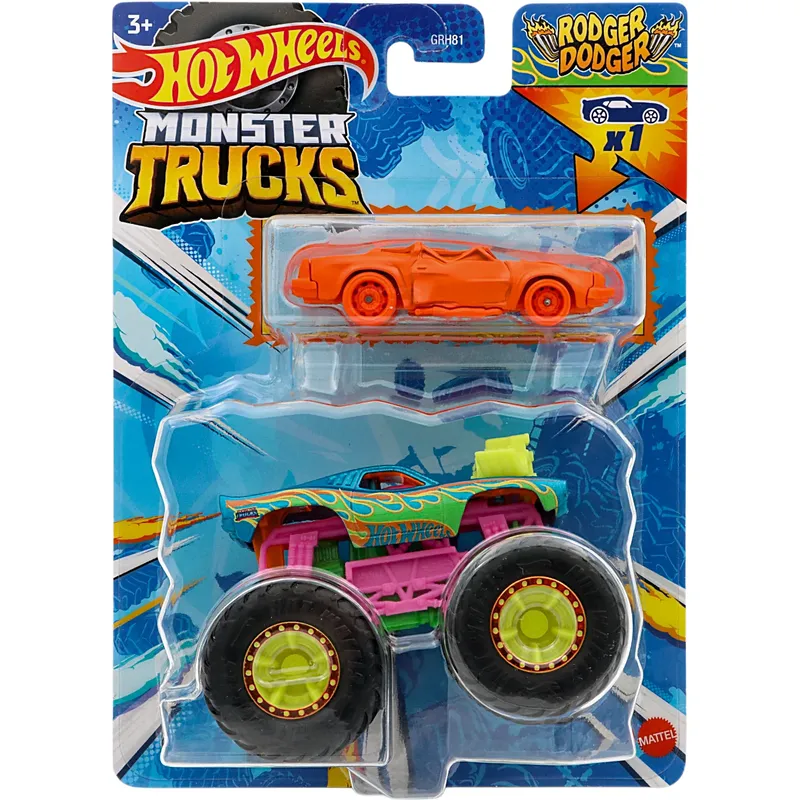 Rodger Dodger & Speed Bump - Monster Truck + Demolerad Bil - Hot Wheels