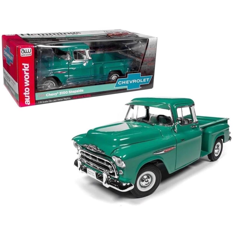 1957 Chevy 3100 Stepside - Grön - Auto World - 1:18