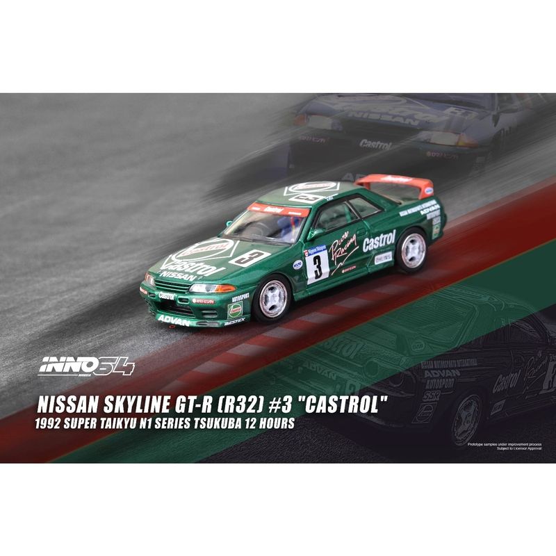 Nissan Skyline GT-R (R32) #3 Castrol - Grön - Inno64 - 1:64