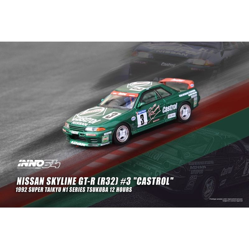 Nissan Skyline GT-R (R32) #3 Castrol - Grön - Inno64 - 1:64