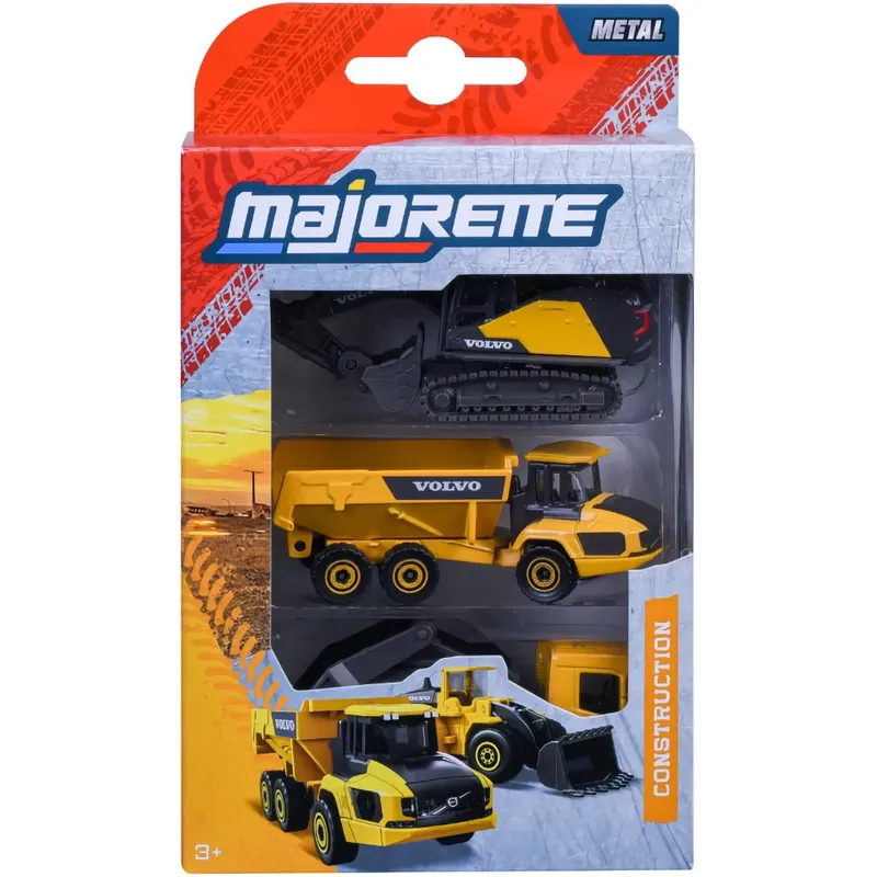 Volvo nyttekøretøjer - gravemaskine, dumper, containerbil - Majorette