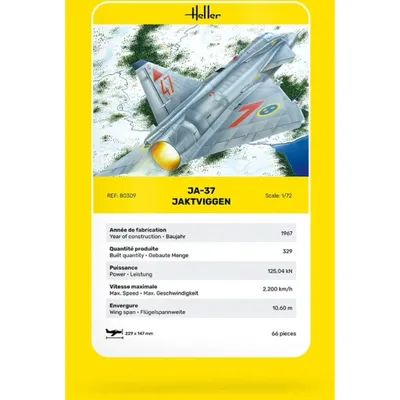 JA-37 Jaktviggen - Plastbyggsats - 80309 - Heller - 1:72