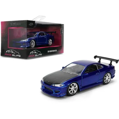 2001 Nissan Silvia (S15) - Blå - Pink Slips - Jada - 13 cm