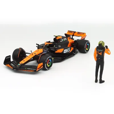 McLaren MCL38 - Bil och Norris samlarfigur - Bburago - 1:24