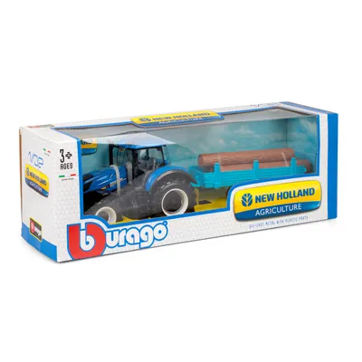 Traktor med timmervagn - New Holland T7.315 - Bburago