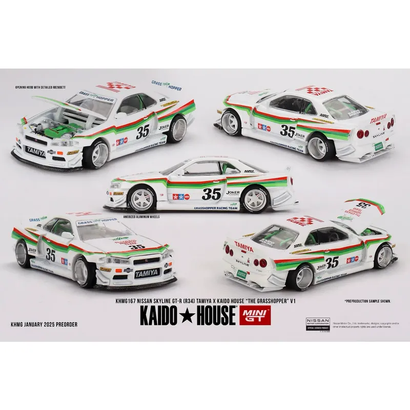Nissan Skyline GT-R (R34) "The Grasshopper" - TAMIYA x Kaido House - 167 - Mini GT