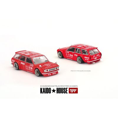 Datsun KAIDO 510 Wagon Fire V1 - Röd - Mini GT - 1:64