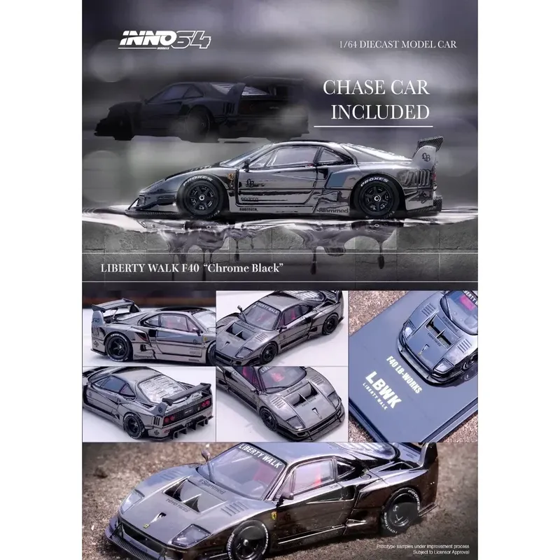 LBWK F40 Chrome Black - Ferrari - Inno64 - 1:64