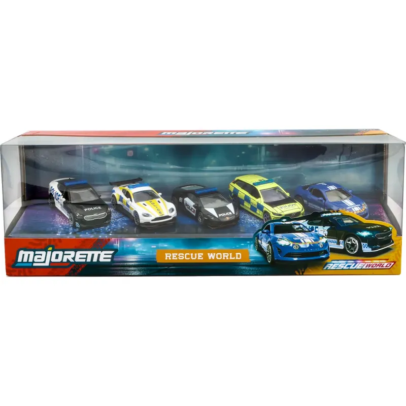 Rescue World - 5-pack med polisbilar - Giftpack - Majorette