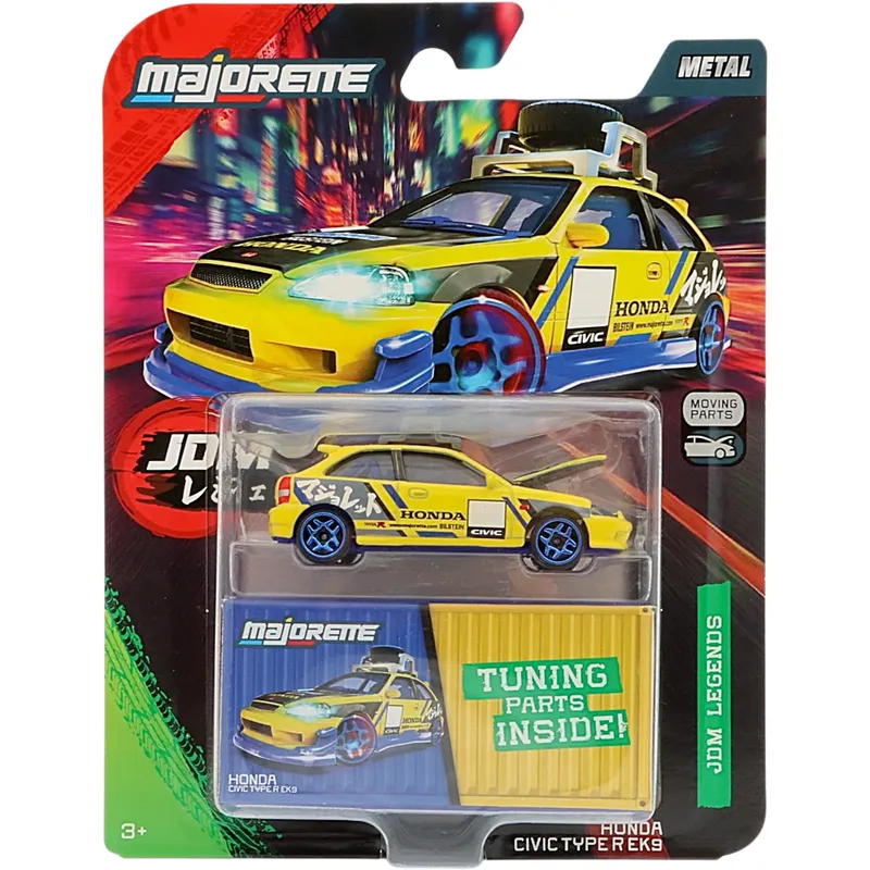 Honda Civic Type R EK9 - Gul - JDM Legends Deluxe - Majorette - 7 cm