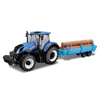 Traktor med timmervagn - New Holland T7.315 - Bburago