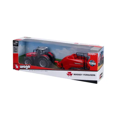 Traktor med balpress - Massey Ferguson 8740S - Bburago