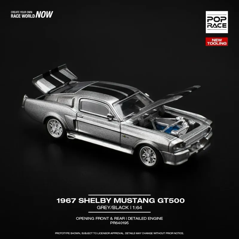 Shelby Mustang GT500 - Grå / Svart - 1967 - Pop Race - 1:64